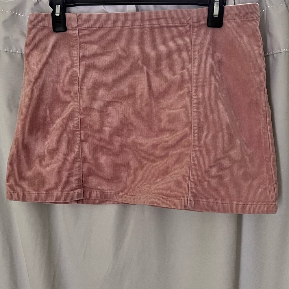 Dusty pink corduroy mini straight skirt